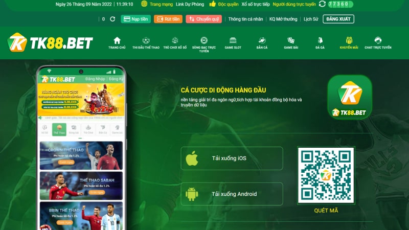 Tải APP TK88 Casino về máy để giải trí